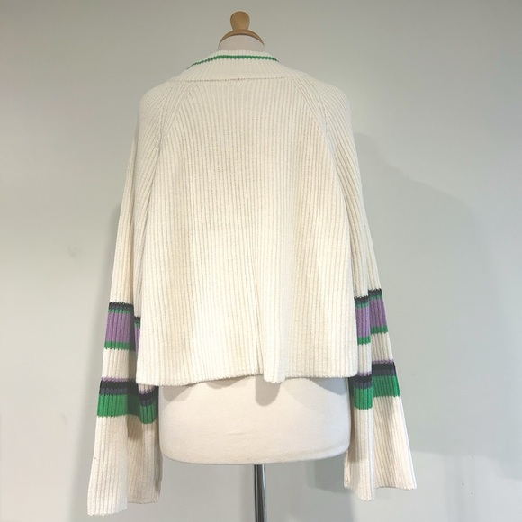 Free People Greta Stripe Half-Zip Mock Neck Sweater Size Large NWT - Picture 10 of 15